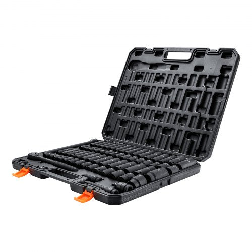 North 1/2" Drive Impact Socket Set, 65 Piece Socket Set SAE 3/8" to 1-1/4" and Metric 10-24mm, 6 Point Cr-V Alloy Steel for Auto Repair, Rugged Construction, Easy-to-Read Size Markings, Storage Case