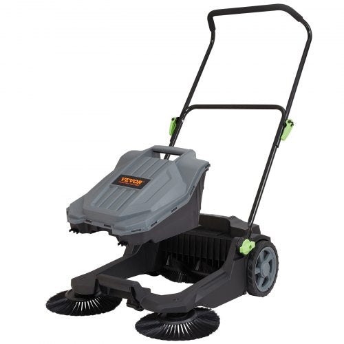North Walk-behind Hand Push Floor Sweeper, 25.6" Sweeping Width Floor Sweeper Manual Non-Electric, 5-Gallon Waste Container, Angle & Height Adjustable Folding Handle for Walkway, Yard, Garage, Patio