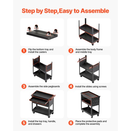 North 4-Tier Tool Cart with Wheels, 350 lbs Load Capacity, Rolling Work Cart with Drawer & Pegboard, Mechanic Tool Storage Organizer with Locking System for Garage, Warehouse and Repair Shop, Black