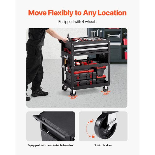 North Rolling Tool Cart — 1 & 2 Drawers — 2 drawers / 400 lb — photo 4