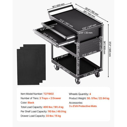 North Rolling Tool Cart — 1 & 2 Drawers — 2 drawers / 400 lb — photo 7