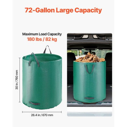 North 3-Pack 72 Gallon Reusable Yard Waste Bag, Large Lawn Garden Bags, Heavy Duty Collapsible Garden Leaf Trash Container, Stand-Up Grass Clipping Bin, with Reinforcement Ring and Handles, 26.4x30 in