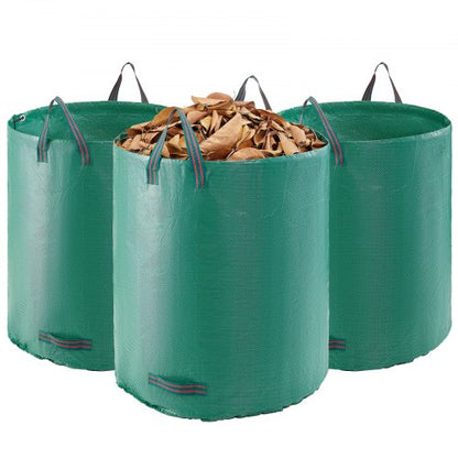 North 3-Pack 72 Gallon Reusable Yard Waste Bag, Large Lawn Garden Bags, Heavy Duty Collapsible Garden Leaf Trash Container, Stand-Up Grass Clipping Bin, with Reinforcement Ring and Handles, 26.4x30 in