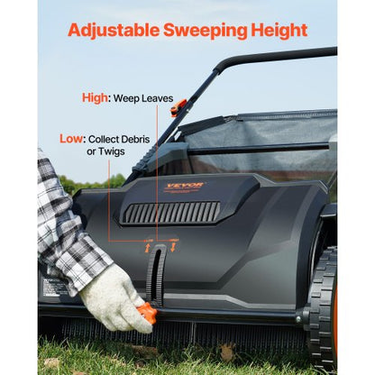 North Push Lawn Sweeper, 21inch Leaf & Grass Collector, Strong Plastic Wheels & Heavy Duty Thickened Steel Durable to Use with Large Capacity 3.5 cu. ft. Mesh Collection Hopper Bag, 2 Spinning Brushes
