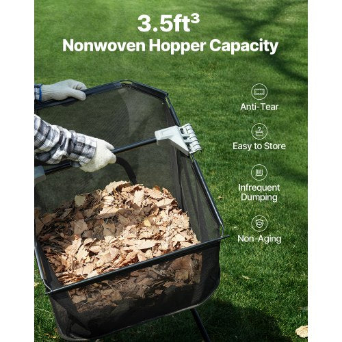 North Push Lawn Sweeper, 21inch Leaf & Grass Collector, Strong Plastic Wheels & Heavy Duty Thickened Steel Durable to Use with Large Capacity 3.5 cu. ft. Mesh Collection Hopper Bag, 2 Spinning Brushes
