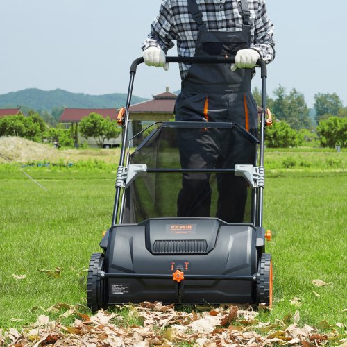 North Push Lawn Sweeper, 21inch Leaf & Grass Collector, Strong Plastic Wheels & Heavy Duty Thickened Steel Durable to Use with Large Capacity 3.5 cu. ft. Mesh Collection Hopper Bag, 2 Spinning Brushes