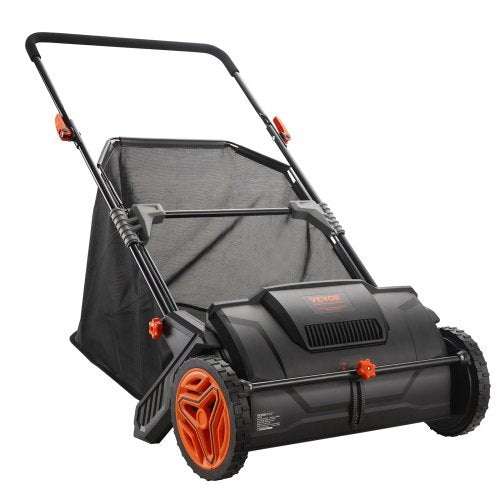 North Push Lawn Sweeper, 21inch Leaf & Grass Collector, Strong Plastic Wheels & Heavy Duty Thickened Steel Durable to Use with Large Capacity 3.5 cu. ft. Mesh Collection Hopper Bag, 2 Spinning Brushes