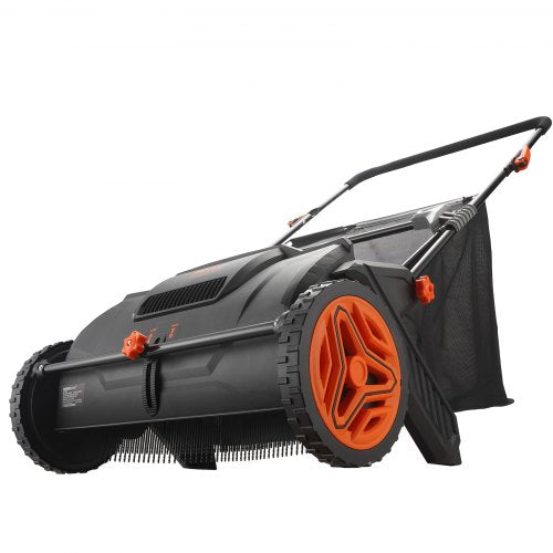 North Push Lawn Sweeper, 21inch Leaf & Grass Collector, Strong Plastic Wheels & Heavy Duty Thickened Steel Durable to Use with Large Capacity 3.5 cu. ft. Mesh Collection Hopper Bag, 2 Spinning Brushes