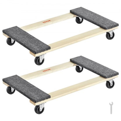 North Furniture Dolly, 1000 lbs Each Load Capacity, 2 Packs, 18" x 30", 8 x 3" PP Swivel Casters, Heavy Duty Hardwood Furniture Moving Dolly, Mover's Dolly, Moving Cart with Wheels for Heavy Furniture